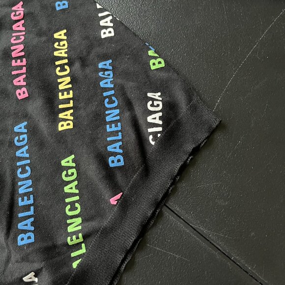 NWT Balenciaga Allover Logo Sweater Black Multicolor Print Cotton Puff Ink Knit - Picture 10 of 10